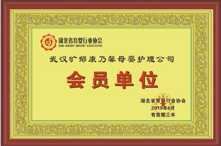 祝贺！武汉旷郁康乃馨母婴护理公司加入湖北省育婴行业协会成员单位！