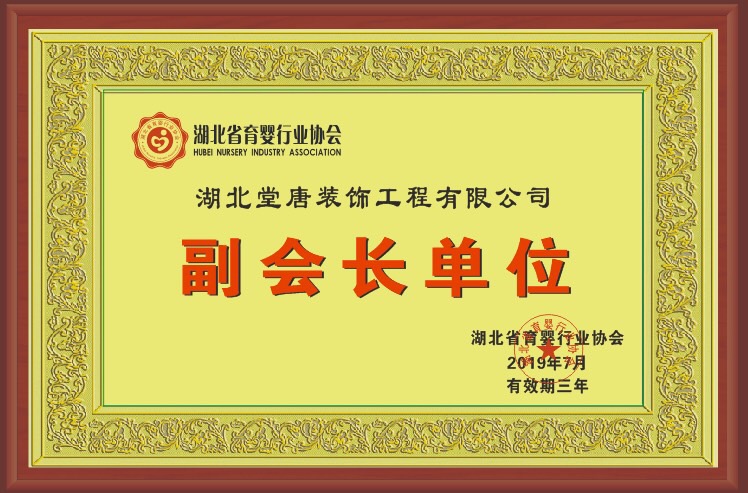 【新副会长单位】祝贺！堂唐装饰荣升湖北省育婴行业协会副会长单位！