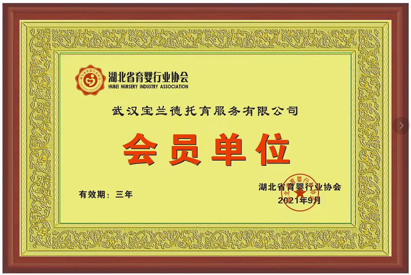【新增会员单位】恭喜！武汉宝兰德托育服务有限公司荣升湖北省育婴行业协会会员单位！
